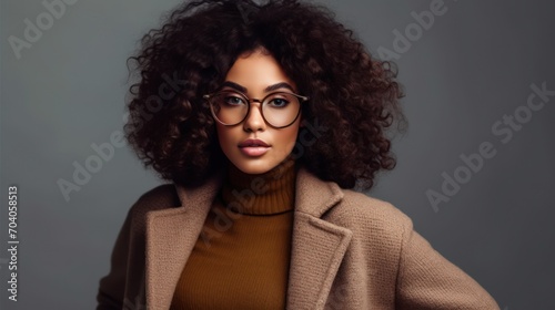 Stylish young african american woman in eyeglass