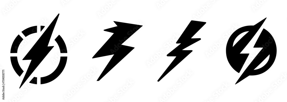Lightning bolt icons set, black flash symbol, energy and thunder electricity symbol concept, lightning strike sign, vector illustration. Lightning bolt icons set, black flash symbol, energy and thunder electricity symbol concept, lightning strike sign, vector illustration.