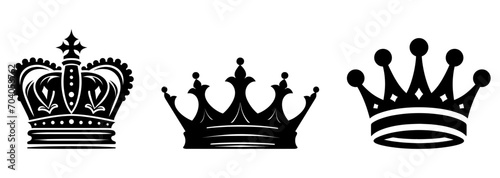 Set of crown black silhouette, vector illustration. photo