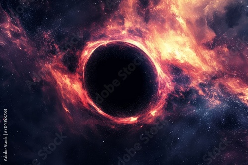 a black hole floating in space swallowing light photo
