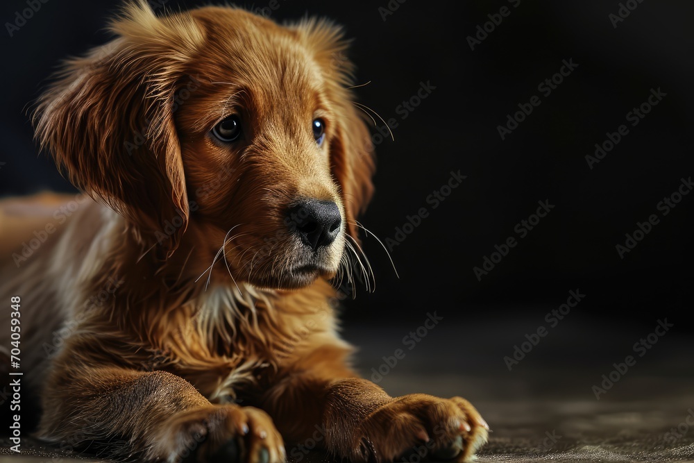 potrait of puppy playfull with blurred background, close up dog 