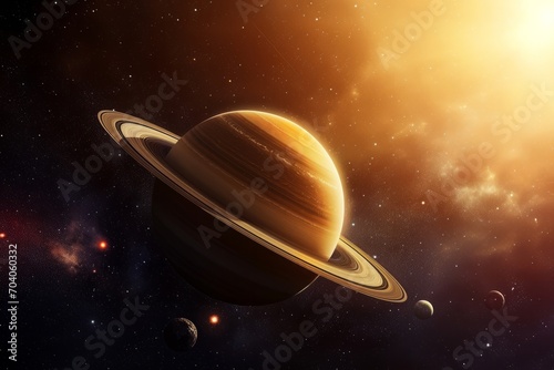 saturn planet with its rings in space