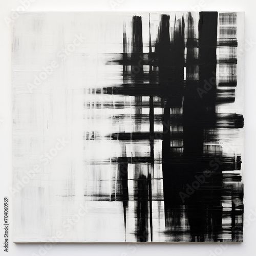 Modern Art Piece With black strokes on white background generative AI 