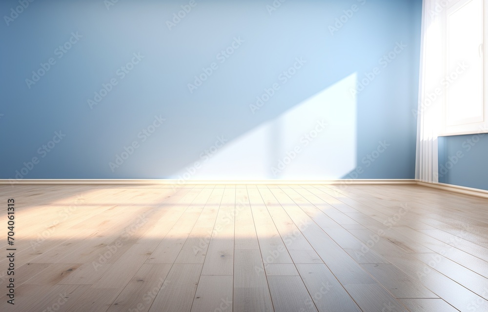 Bright and Airy Empty Room with Blue Walls and Hardwood Floors Bright and Airy Empty Room with Blue Walls and Hardwood Floors