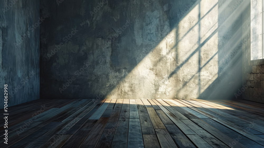 Empty old room with wooden floor and shadow and light from windows. Empty old room with wooden floor and shadow and light from windows.