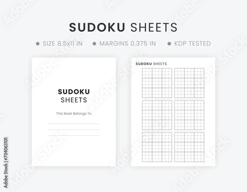 Blank Sudoku Sheets Printable Grid Template, Sudoku Game Sheets, Brain activity game