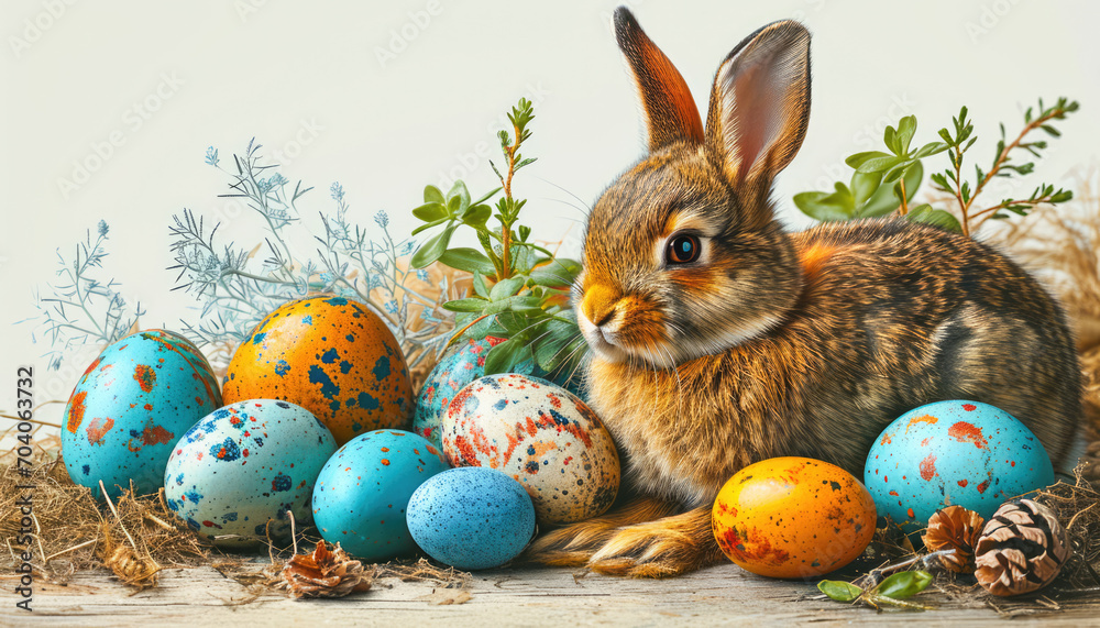 Easter Bunny And Eggs Postcard Easter Bunny And Eggs Postcard