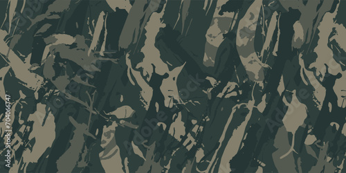 Abstract hand drown grunge camouflage, seamless brush stroke texture, military camouflage pattern. Urban green camo clothes. Camouflage wallpaper for textile and fabric. Vector