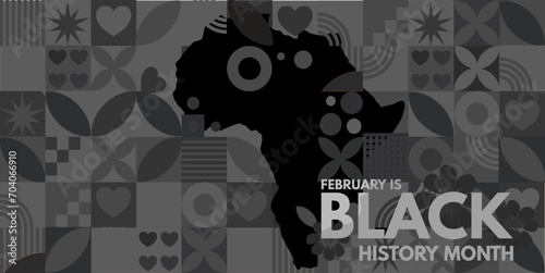 Black history month banner, Geometric graphic with the outline of Africa. - vector illustration