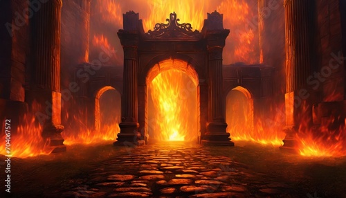 gates of hell blazing flames generative ai