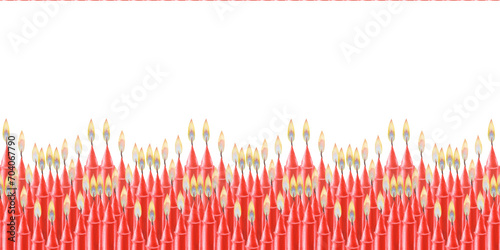 Photos Watercolor horizontal seamless border with red candles with flame as a teemplate