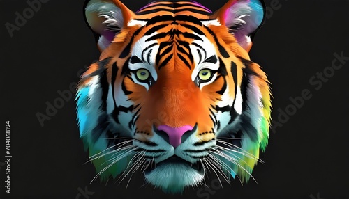 multicolored tiger head 3d for t shirt printing design and various uses © RichieS