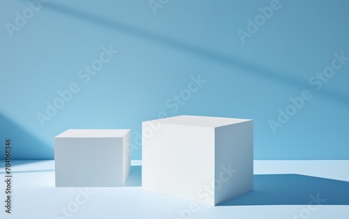 Blue and white minimalist podium,