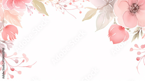 Floral frame with watercolor flowers, decorative flower background pattern, watercolor floral border background