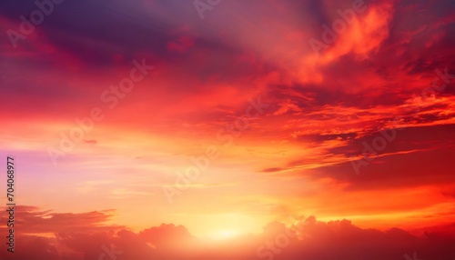 bright red sunset dramatic evening sky with clouds fiery skies with space for design magic fantasy sky war battle terror world apocalypse horror concept © RichieS