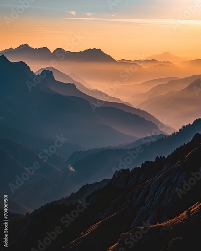 The sun is rising on a mountain range © BrandwayArt