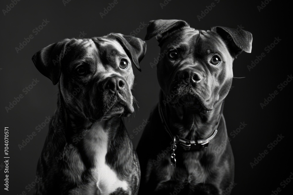 Two dogs standing up against a simple background Two dogs standing up against a simple background