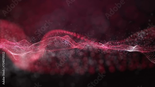 Futuristic video animation with particle wave object in motion, 4096x2304 loop 4K photo