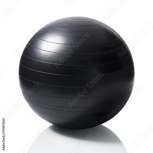 Black fitness training exercise ball isolated on white background.