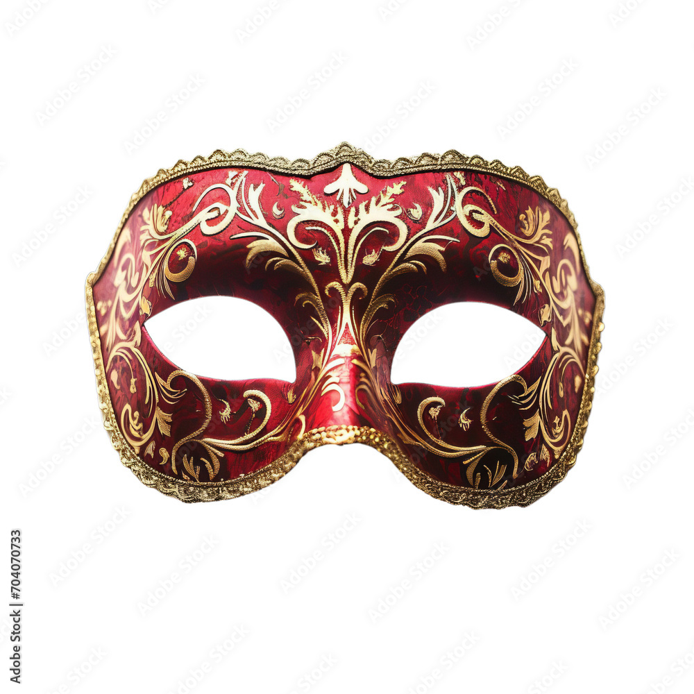 Red and Gold Masquerade Mask on White Background Red and Gold Masquerade Mask on White Background