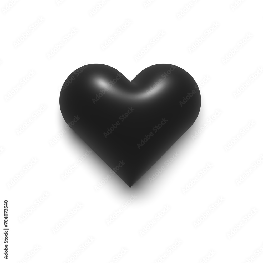 Black heart concept Isolated on clean background 3D illustration

