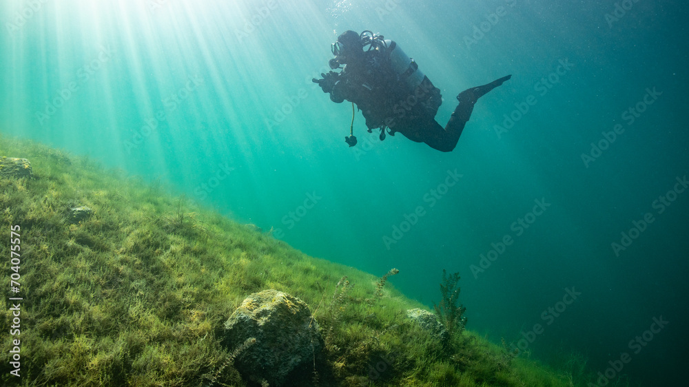 Fototapeta premium Lake Diving Austria - See Tauchen Österreich - Attersee