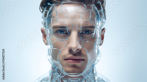Conceptional Image of hybrid human face. Generative Ai