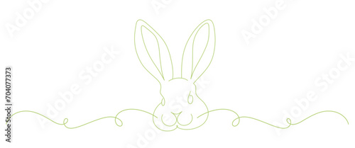 Rabbit head line art style. easter day elements