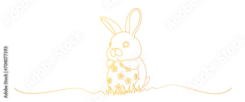 egg and bunny line art style. easter day elements