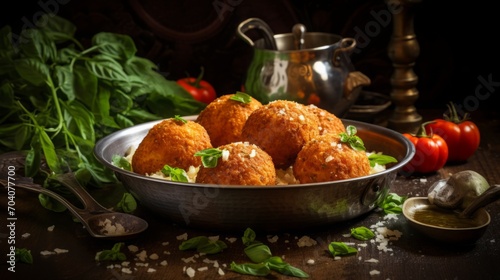 Arancini balls, food photography, 16:9
