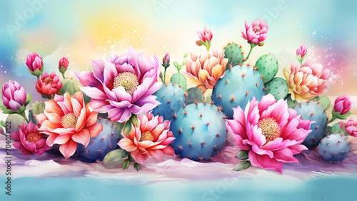  Background illustration with flowers for holiday cards,Generated by AI #704079122