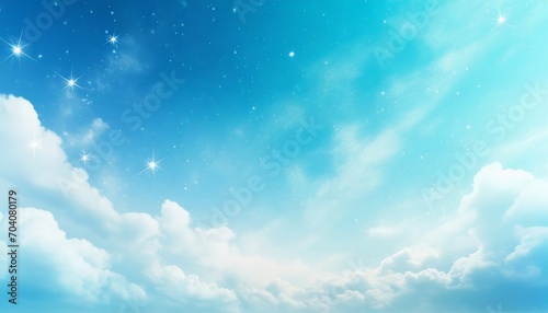 light blue gradient mystical sky with clouds and stars phone background wallpaper ai generated