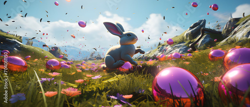 Cyberpunk easter eggs with bunny
