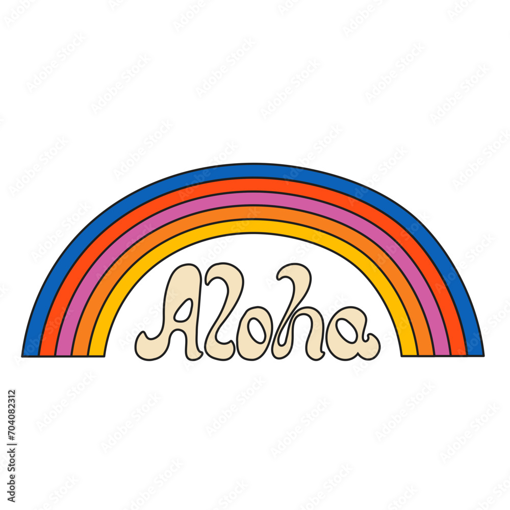 Obraz premium Rainbow Arch with Aloha Lettering