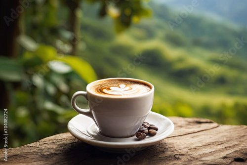 Coffee in nature s embrace. Celebrating International Coffee Day in a serene  natural setting. Perfect for coffee lovers.