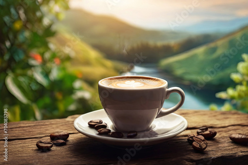 Coffee in nature's embrace. Celebrating International Coffee Day in a serene, natural setting. Perfect for coffee lovers.