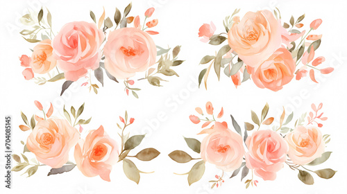 Floral frame with watercolor flowers  decorative flower background pattern  watercolor floral border background