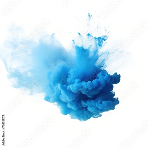 Blue Ink Drop Exploding in Water Creating Abstract Smoke Shape