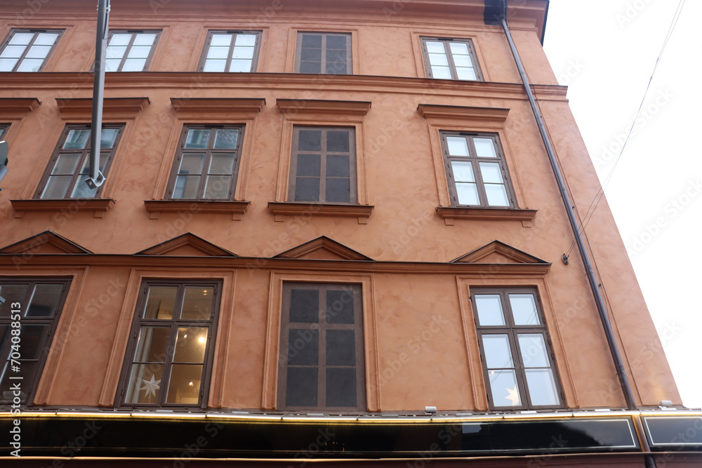 Obraz premium Painted windows on the facade of a building in Stockholm