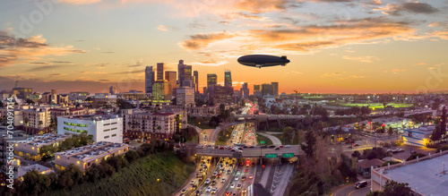 Los Angeles Downtown with Blimp photo