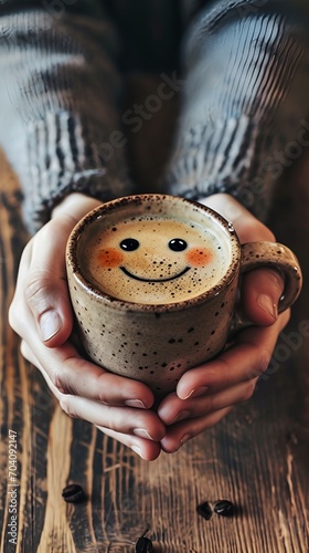 Monday Motivation Coffee Cup with Happy Face