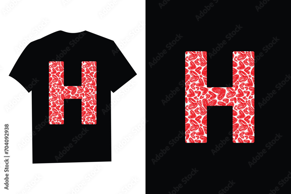 Fototapeta premium Pink Red Heart Valentines Day Initial Monogram Letter 