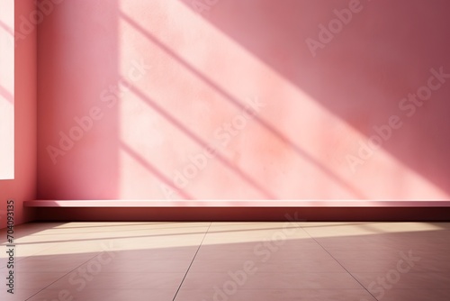 Sunlight shining through a window onto a pink wall