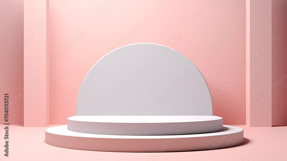 Fototapeta premium Simple product booth, podium, stage, product commercial photography background, cosmetics booth, 3D rendering