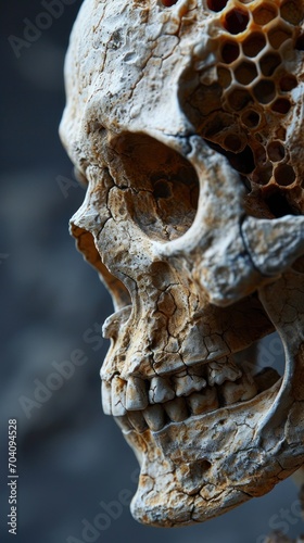 Human skull profile made out honeycombs