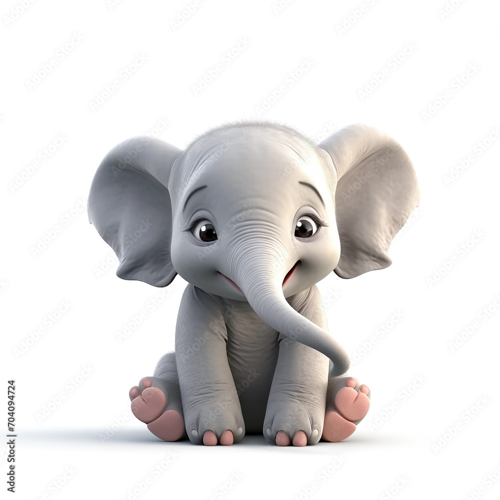 Realistic Cute Baby Elephant