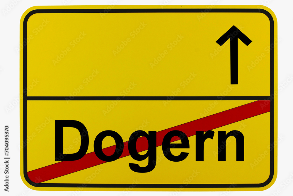 Illustration eines Ortsausgangsschildes von Dogern in Baden-Württemberg Illustration eines Ortsausgangsschildes von Dogern in Baden-Württemberg
