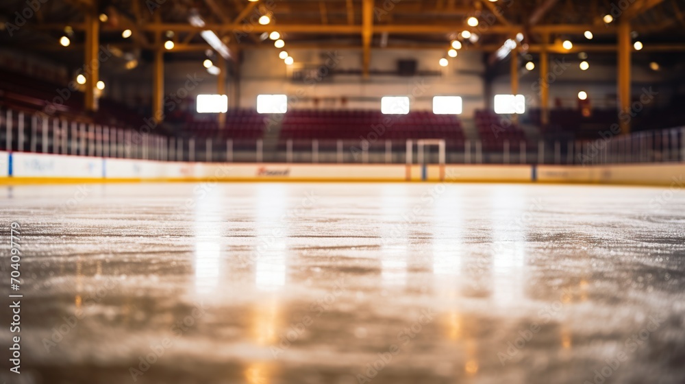 Blurred ice hockey rink background. Blur ice hockey rink background