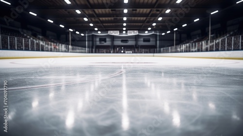 Ice hockey rink background. Blurred image of ice hockey rink. photo