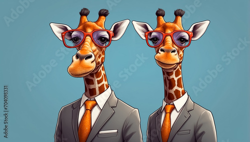 Cute giraffe wearing glasses and a business suit smart © tanya78
